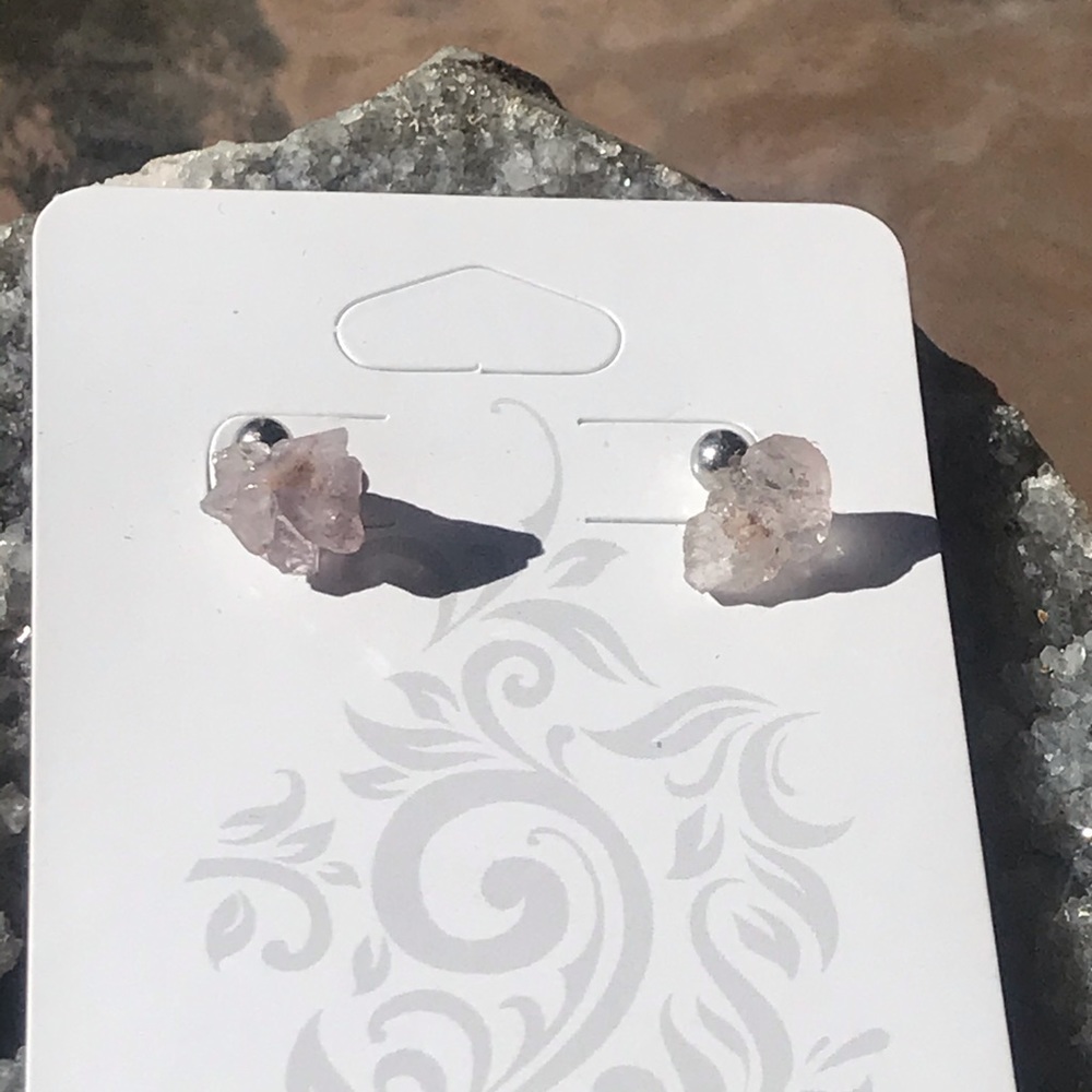 Rare raw celestial amethyst stud earrings